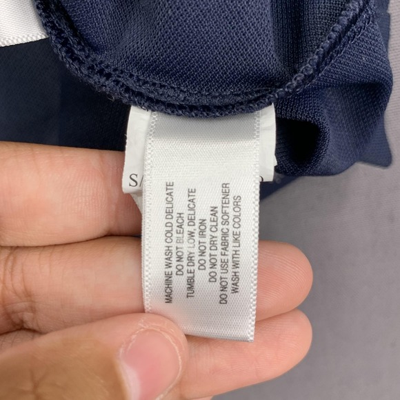 Cutter & Buck Polo Shirt Mens LG Navy Micro AOP Print Performance Golf Stretch - Picture 8 of 15